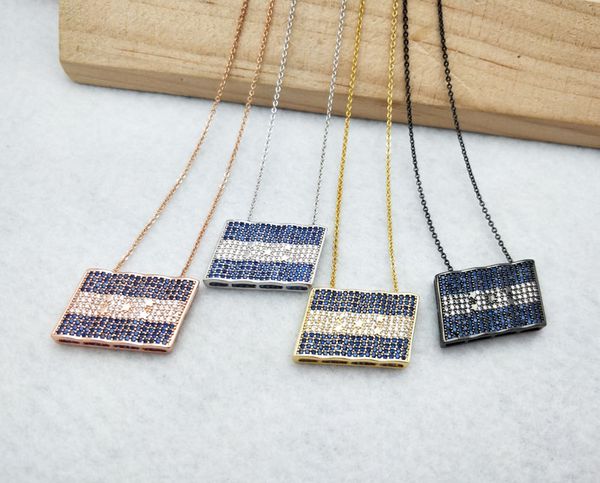 Weltflagge Micro Pave Kristall Zirkonia Anhänger Charms Schmuck Fund, Honduras Flagge Halskette für Frau NK345