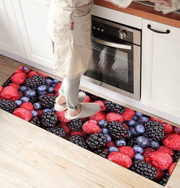 

else black red blackberry fruits 3d print non slip microfiber front of kitchen counter modern decorative washable area rug mat