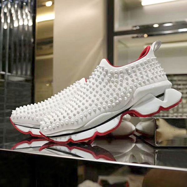 

high-end new rivet couple men and women shoeschanel thick bottom shock absorption sports comfortable non-slip running training pedal shoes, Black