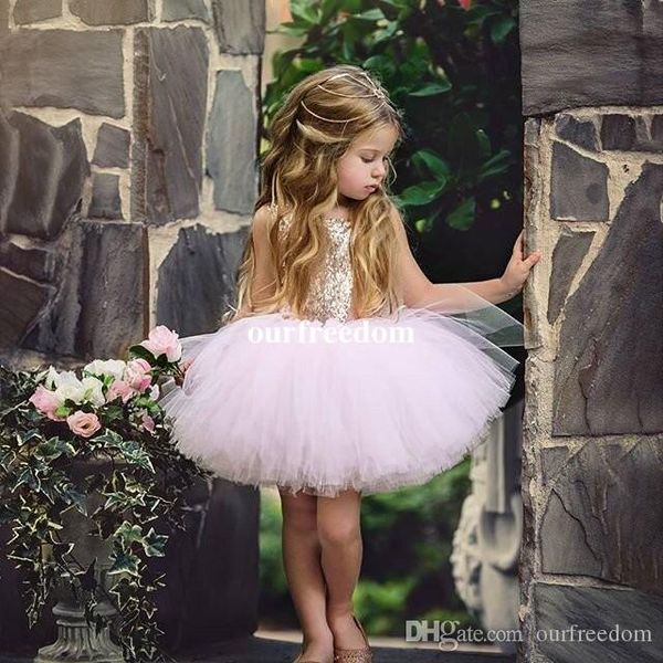 

blush pink sequins flower girls dresses 2019 short tulle kids pageant gown first communion dresses sale, White;blue