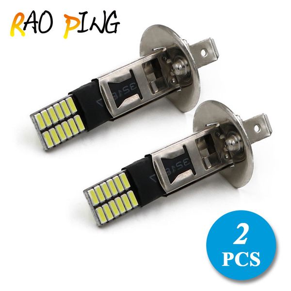 

raoping 2pcs car light source fog light car h1 led driving lamp drl daytime running lights white 24-smd high power waterproof