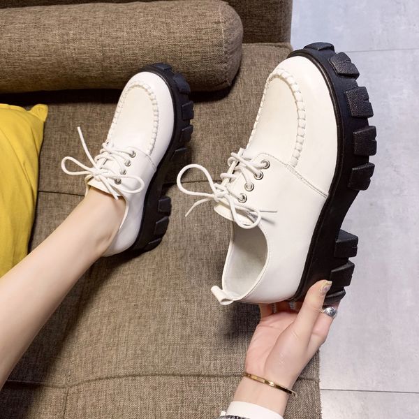

british style casual woman shoe womens derby shoes clogs platform female footwear all-match black flats round toe 2019 fashion