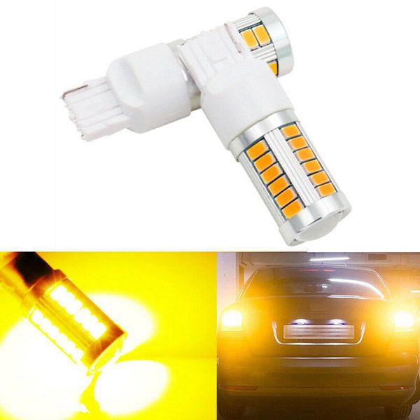 

2x t20 7443 yellow 5630 33smd led auto car brake tail light lamp bulb dc 12v 15w