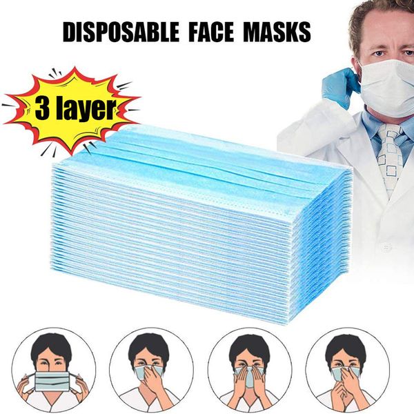 

50pcs 3layer protective anti- earloop face mouth masks anti-bacterial mask