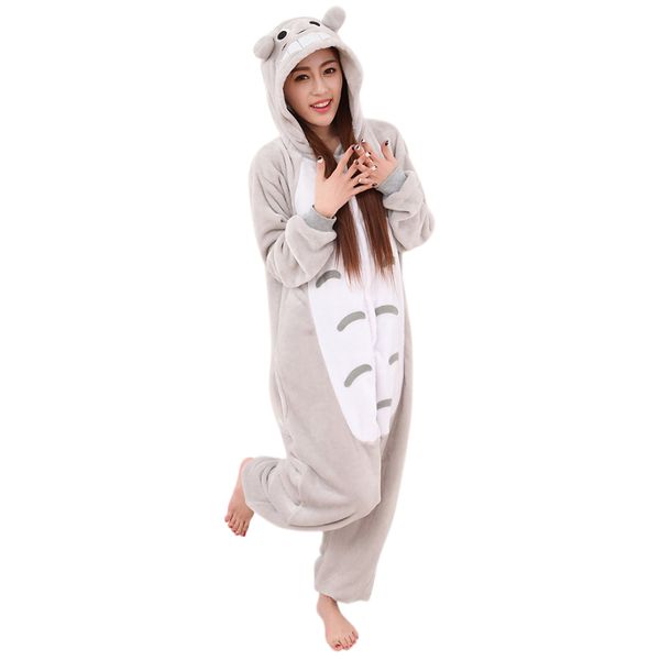 

women men from fleece animal rompers pajamas form to have for halloween costumes, White