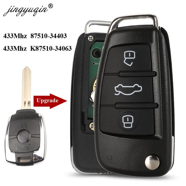 

jingyuqin 433mhz 2 buttons modified remote car key fob for ssangyong actyon kyron rexton korando with uncut blade
