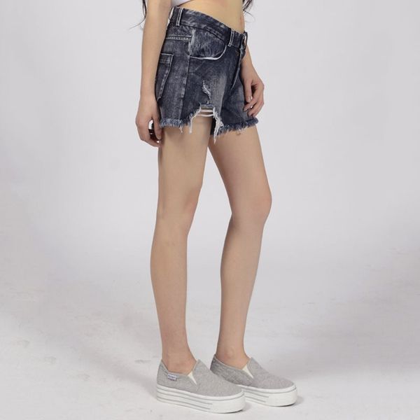 

women denim shorts casual ol black loose wide legs high waist zipper worn hole punk style female fashion hip hop white shorts, White;black