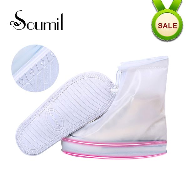 

soumit 360 degree waterproof rain shoe cover for men women all seasons shoes protector boot covers reusable overshoes accessorie, White;pink