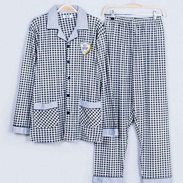 

men's sleepwear mens pajamas spring autumn long sleeve cotton plaid casual pyjamas men lounge pajama sets home clothing plus size 5xl, Black;brown