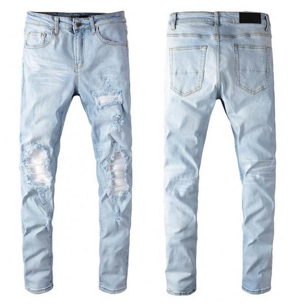 

mens jeans distressed motorcycle biker jeans rock skinny slim ripped hole knee zipper famous brand denim pants designer jeans