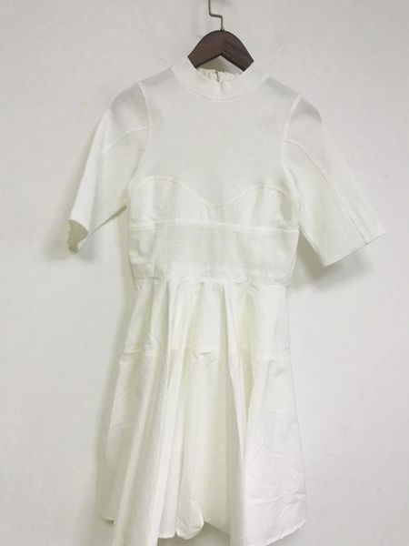 

women dress spring / summer 2020 white zipper mini women's dress, Black;gray
