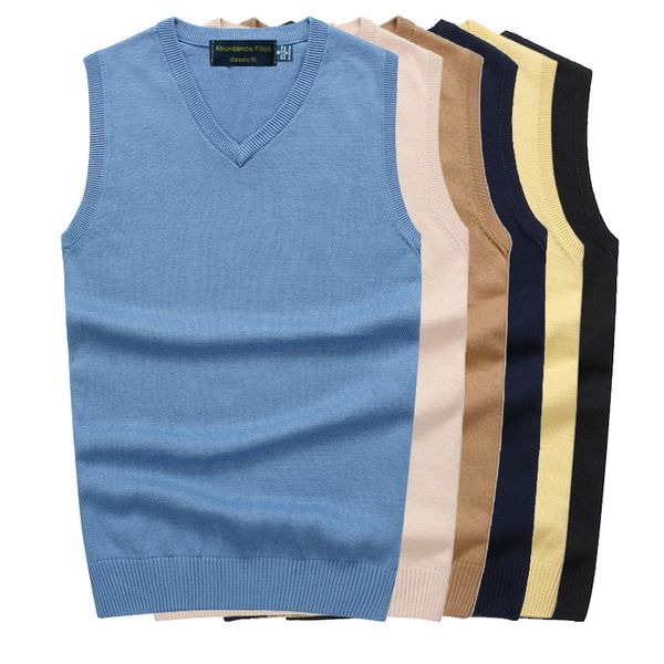

men sleeveless sweater vest autumn spring 100% cotton knitted vest sweater basic male classic v neck 2019 new -3xl, White;black