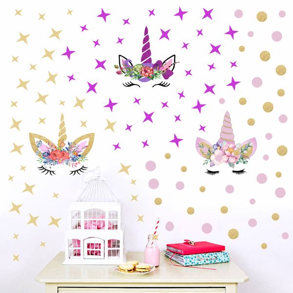 25 25cm Kids Unicorn Wall Sticker Girls Boys Cute Animal Cartoon Star Diy Pvc Creative Removable Wall Stickers Bedroom Home Decor Baby Boy Room Wall