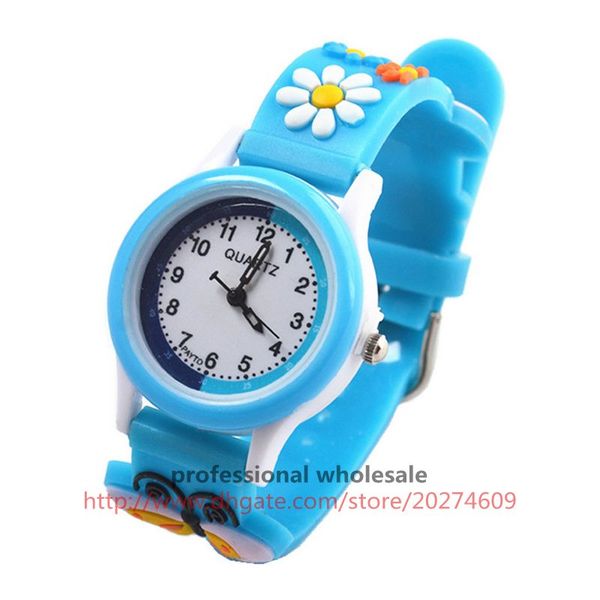 

wholesale watches multi colors flower strap plastic children quartz movement china watch silicone watch for kids, Slivery;brown