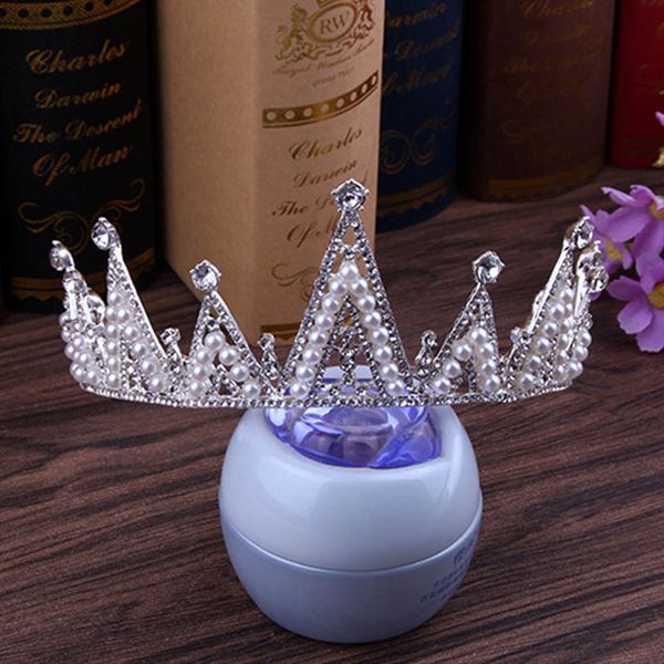 

children rhinestone crown kids headdress princess tiaras headband cute crystal birthday party hair accessories lb, Golden;white