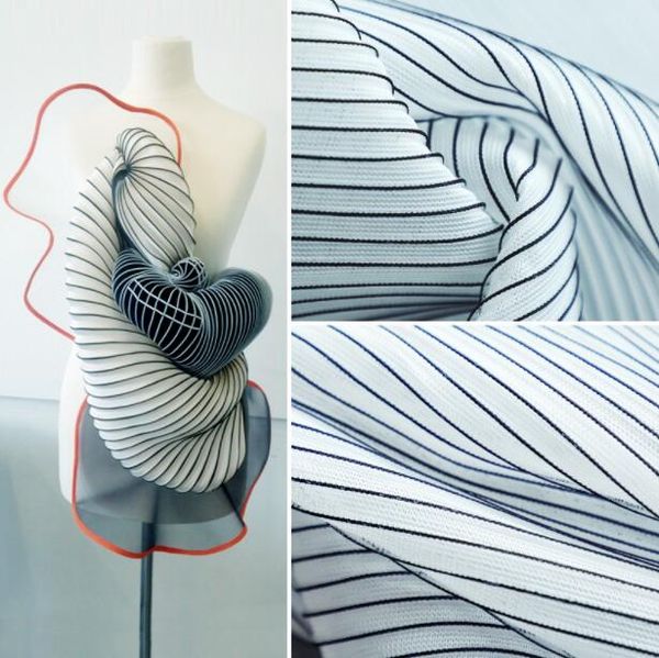 

creative three-dimensional stripe texture vertical stripe clothing textiles fabric dresses wedding gauze party tweed fabric a447, Black;white