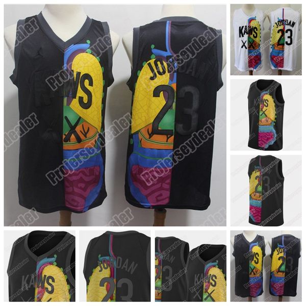 

Stitched kaws Jersey Jor dan NCAA College Basketball Jersey Mens Black White Grey Joint Jersey IN STOCK High Quailty Free Shipping