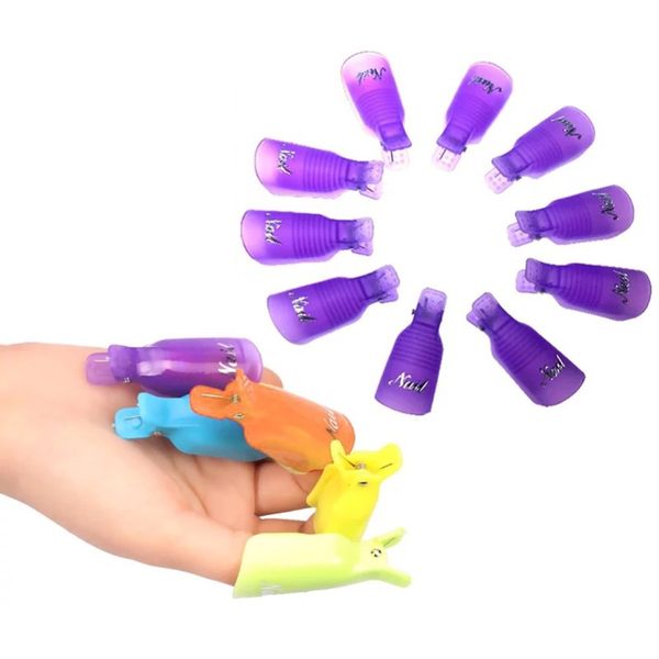 

10pieces/lot plastic nail polish remover nail clip environmental manicure tool remove polish transparent/purple/pink/black