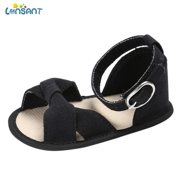 

лонсант лето новорожденный малыш ребенок холст твердые сандалии мягкие повседневная обувь обувь сандалии бебек aandalet резина, Black