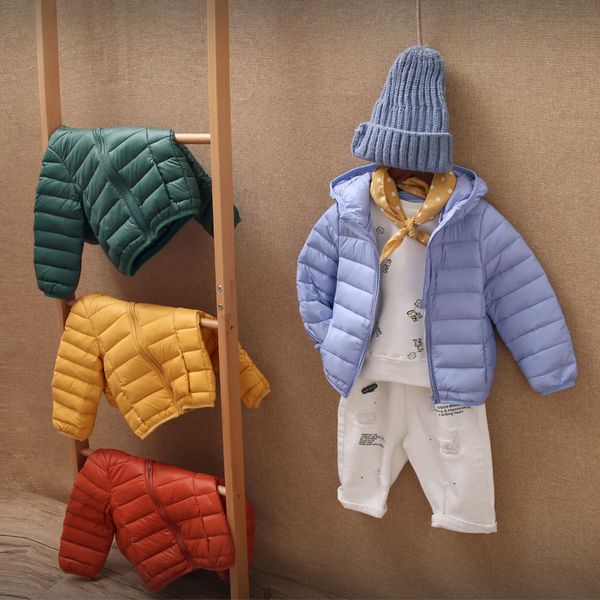 

girls & boys light duck down coat parka baby kids hooded jacket fall winter new children's clothes toddler casual outerwear p90, Blue;gray