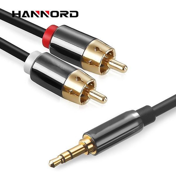 

hannord 3.5mm to 2 rca cable 24k gold plated oxygen shielded male to male stereo audio cable