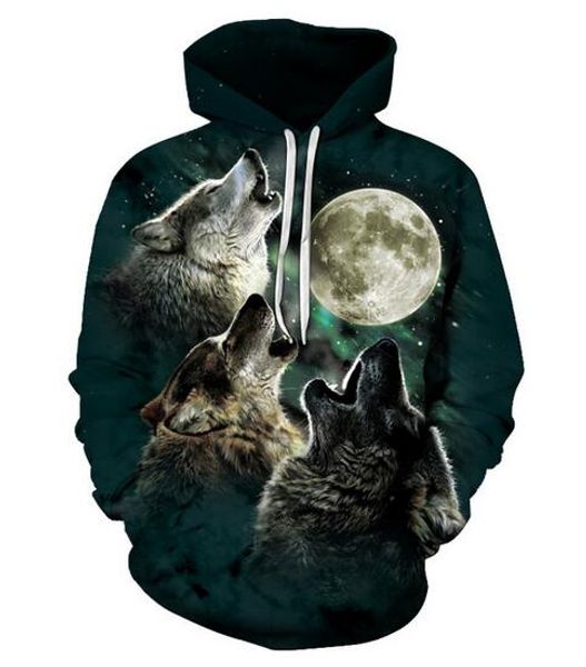 

new fashion sweatshirt men / women 3d hip hop hoodies wolf harajuku style stylish hooded hoodies usa058, Black
