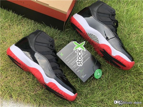 

горячие аутентичные air 11 high og bred 23 мужчины женщины баскетбольная обувь ретро реального углеродного волокна черный белый университет