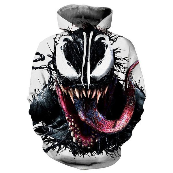 

new style venom: deadly guardian 3d printed casual outside pullover hooded hoodie cosplay anime peripheral, Black