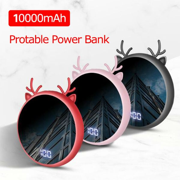 

10000mah portable mini power bank mirror screen led display powerbank external battery pack poverbank for smart mobile phone