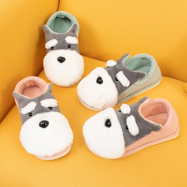 

women and men winter slippers family kid lovely cotton warm home slippers non-slip indoors bedroom floor soft plush warm shoes, Black