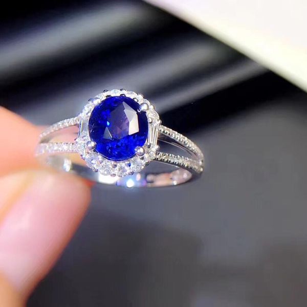 

sapphire ring fine jewelry sapphire ring natural royal blue 1.5ct gemstones diamonds jewelry for women diamonds rings, Golden;silver