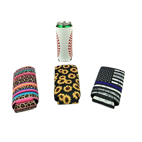 

wholesale customized amazon sell sublimation neoprene slim can cooler holders folding beer can coolies with your design
