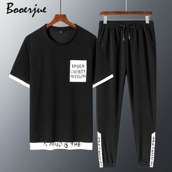 

summer men set short 2pc sportsuits set mens o-neck collar fashion 2 pieces t-shirt shorts tracksuit male plus 8xl 7xl 2020, Gray