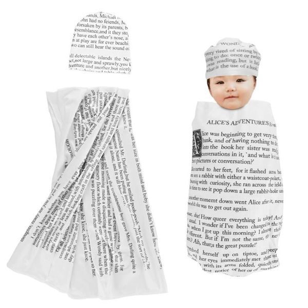 

2pcs новорожденного пеленальный одеяло bedtime story спящий пеленальный wrap кокон спальный мешок hat