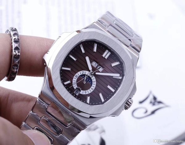 

5726/1a-010 nautilus series high-end men's mechanical watches, sports series, men's brand automatic watches, nautilus series 3a qu, Slivery;brown