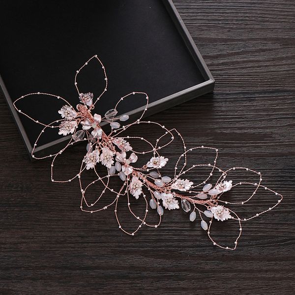 

bridal hair accessories rhinestone flower headband wedding headpiece for women hair jewelry bridal headband tiara hair ornaments, White;golden