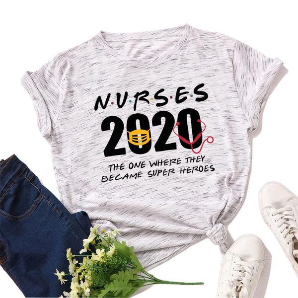 

women's t-shirt 2021 nurses letter printed women 100% cotton short sleeve plus size s-5xl female t shirt summer o-neck tees, White