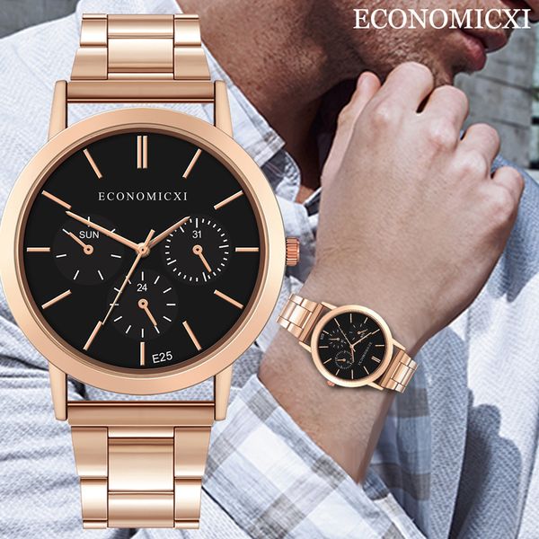 

2019 luxury fashion watches men stainless steel analog date sport watch erkek kol saati quartz wristwatches relogio masculino, Slivery;brown