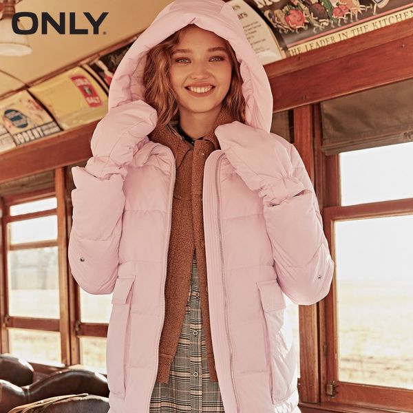 

only women's big pocket hooded down jacket|118312549, Black