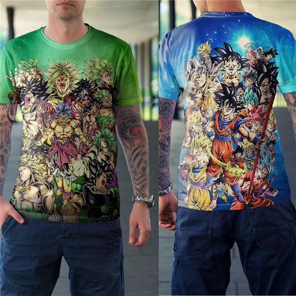 

dragon ball 3d digital print short sleeve womens tshirts summer loose o neck designer couples, White