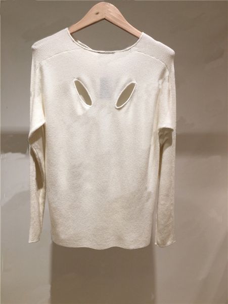 

17 street shoot fan hollow design wool knitting shirt white 7643 lose money qing, Black