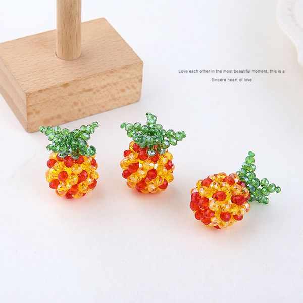 

2pcs фруктов летом украшения для девочек fun хрустальных бус серьги для женщин мило сплетенного ананас подвесок аксессуары материала diy, Silver