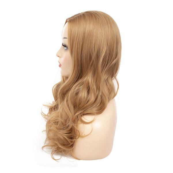 

26inch blonde natural wavy long wig for women full heat resistant synthetic cosplay lace front wigs, Black