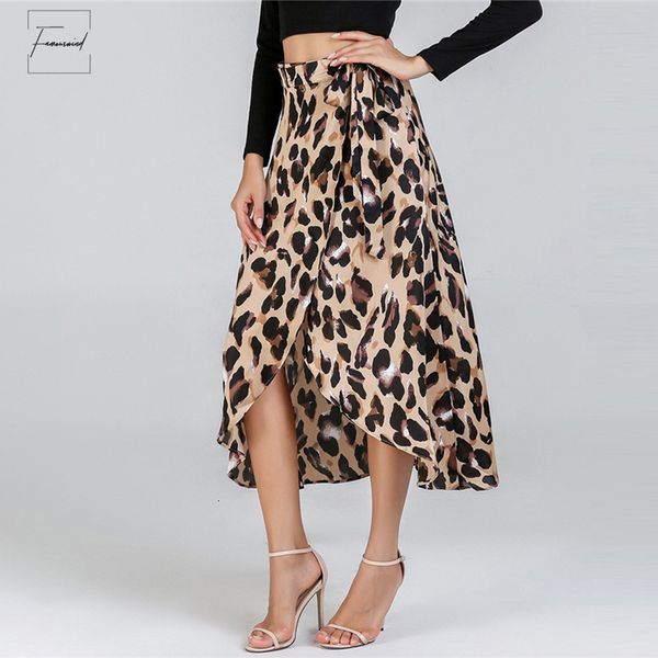 

waist knot leopard skirt print elegant skirt women clothes mid calf ladies skirts womens casual clothing midi, Black