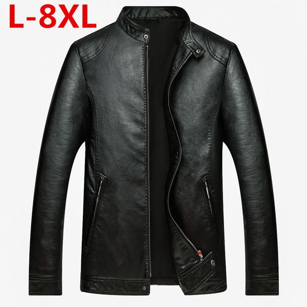 Plus Größe 8XL Herren Lederjacke Design Mantel Herren Casual Motorrad Lederjacke Herren Veste en Cuir Jacken Schaffell