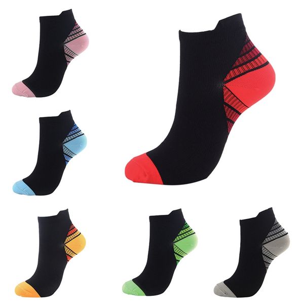 

compression socks athletic medical for men women plantar fasciitis arch support low cut running, travel gym cycling socks, Black