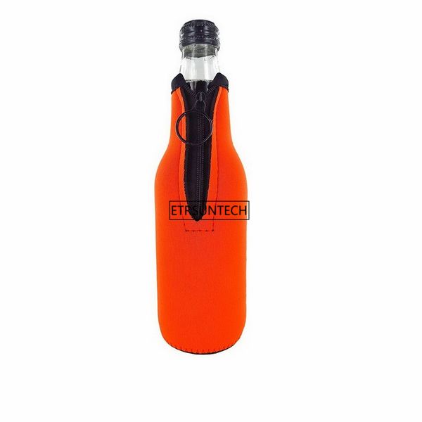 

1pc beer bottle cooler sleeves with ring zipper collapsible neoprene insulators for 12oz 330ml bottles party drink with opener