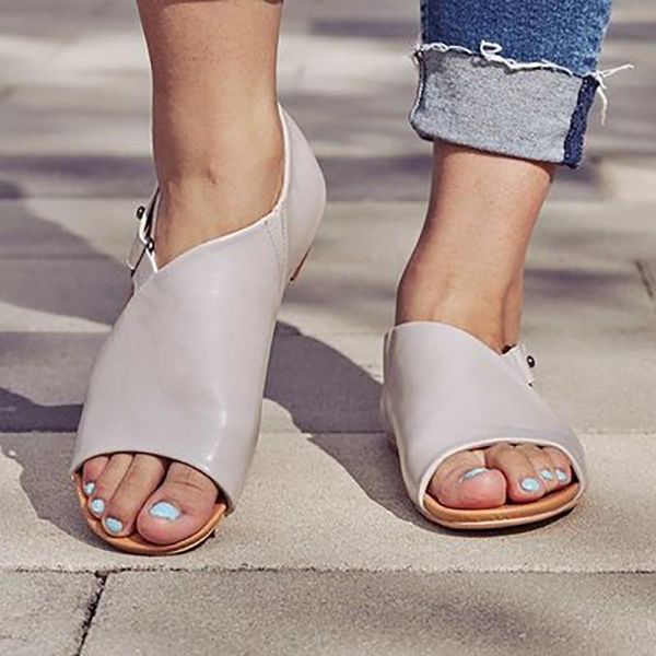

sandals women shoes 2019 new fashion buckle strap beach shoes woman solid cover heel flat women sandals zapatos de mujer, Black