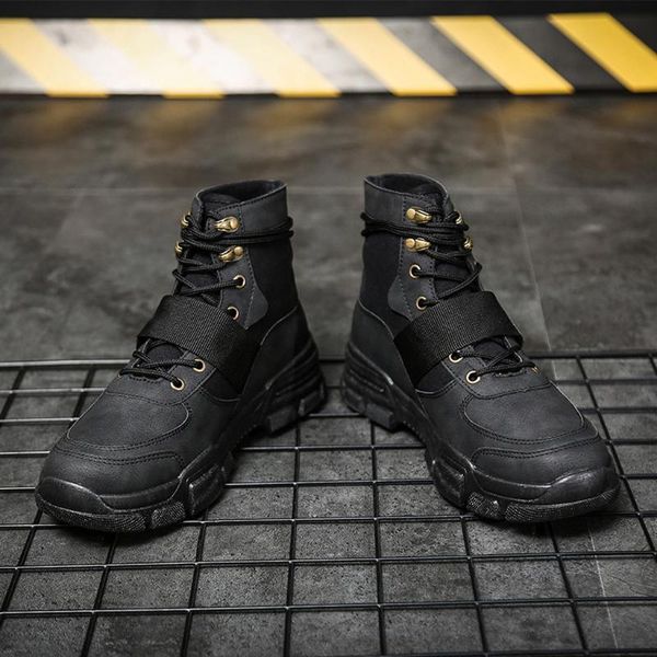 

men's boots fashion men's boots warm working desert toe high shoes #yb40, Black