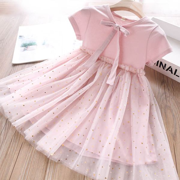 

2020 summer girls' lace-up sequined knitted dress children's clothing wholesale, Red;yellow